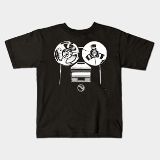 RETRO reel-to-reel tape recorder, white sketch Kids T-Shirt